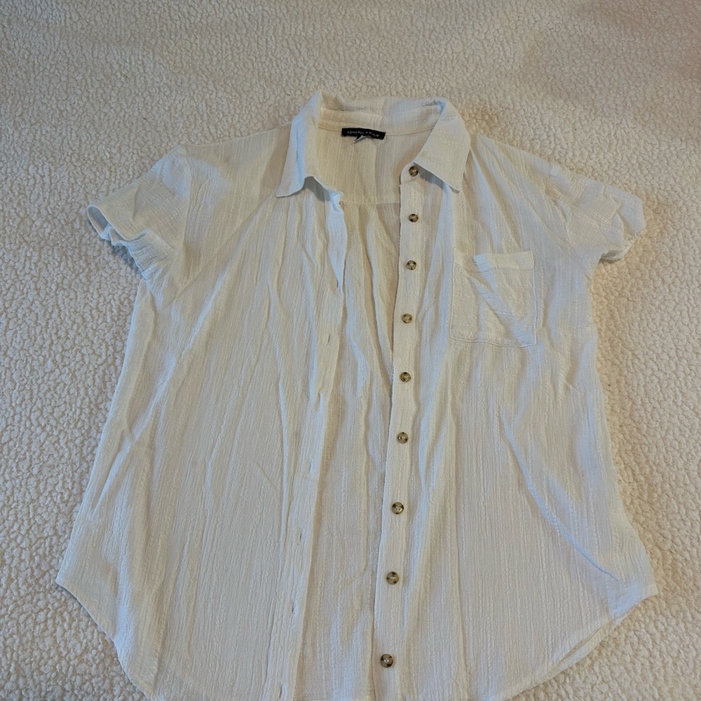 Kendall & Kylie Cream Textured Shirt S